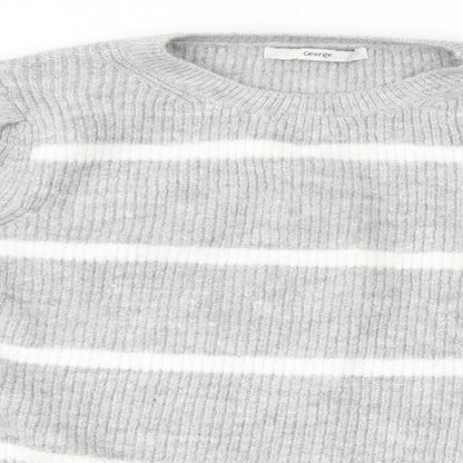 George Womens Grey Striped  Pullover Jumper Size L