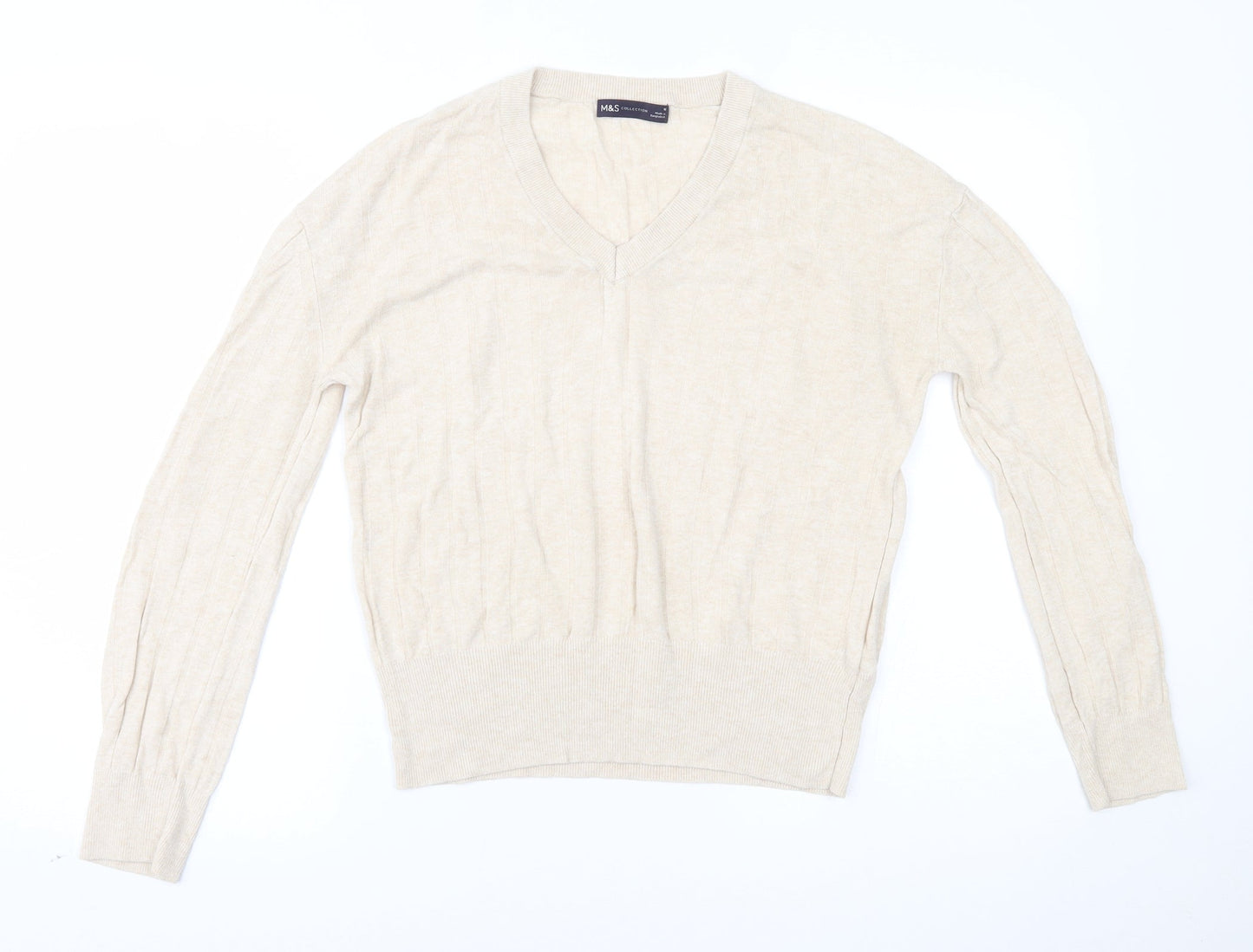 Womens UK Size M Marks and Spencer Beige Basic Blouse