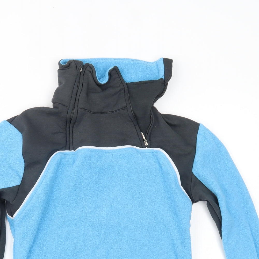 Close-up detail of Crane Sports women’s blue jumper, size S