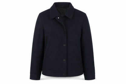 Front view of Debenhams women’s blue overcoat coat, size L