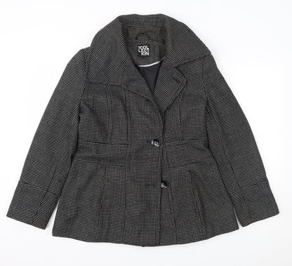 Womens UK Size 14 Debenhams Black Overcoat