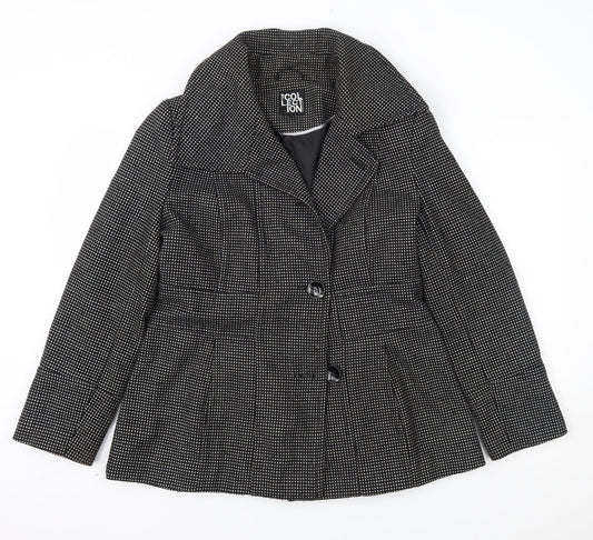 Womens UK Size 14 Debenhams Black Overcoat