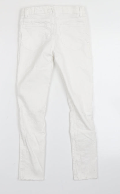 H&M Girls White  Denim Skinny Jeans Size 9-10 Years - Distressed