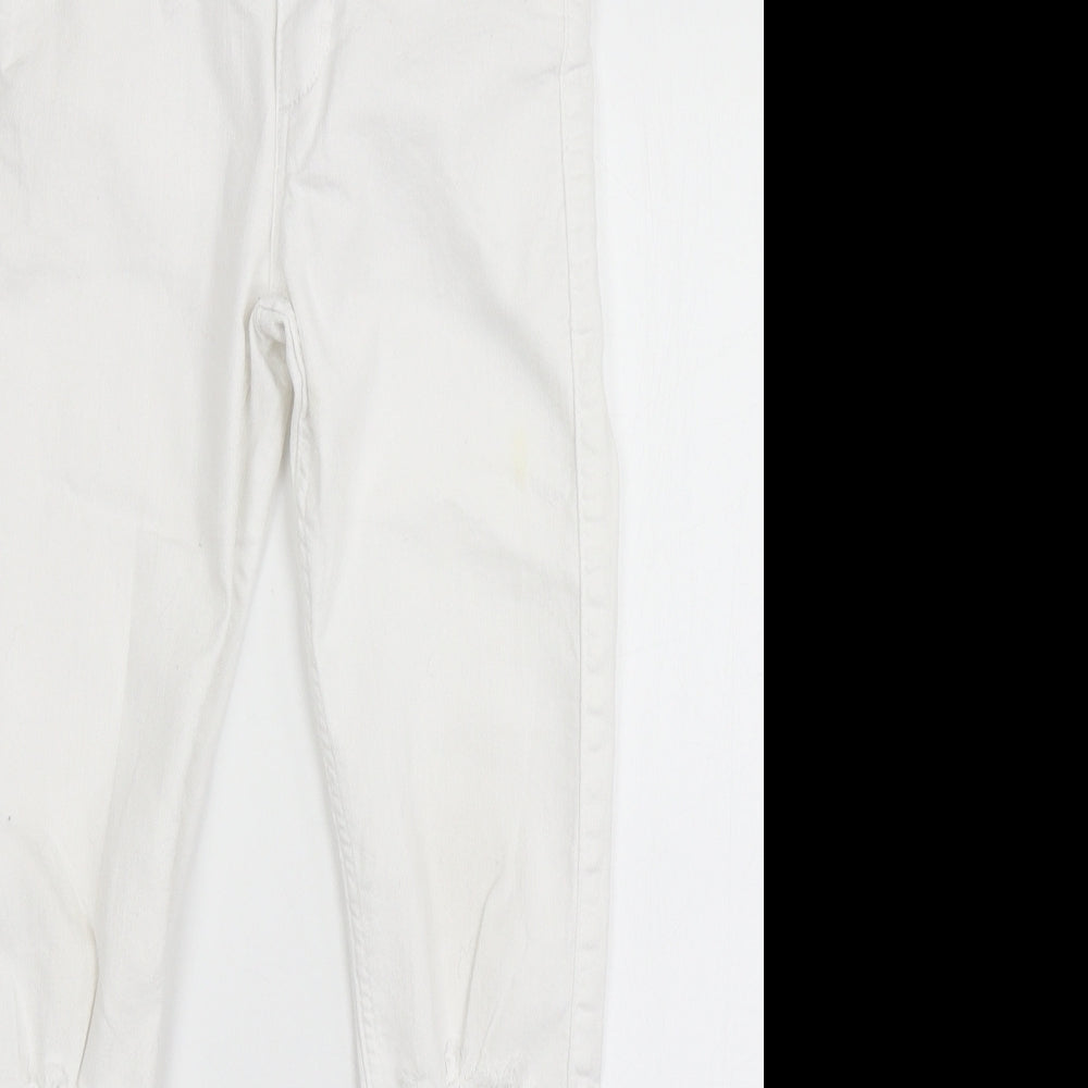 H&M Girls White  Denim Skinny Jeans Size 9-10 Years - Distressed