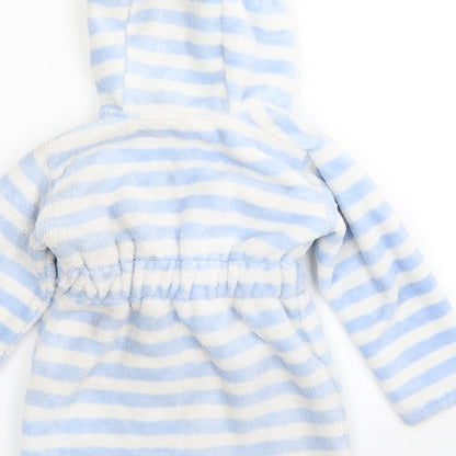 George Boys Blue Striped Fleece Kimono Robe Size 12-18 Months
