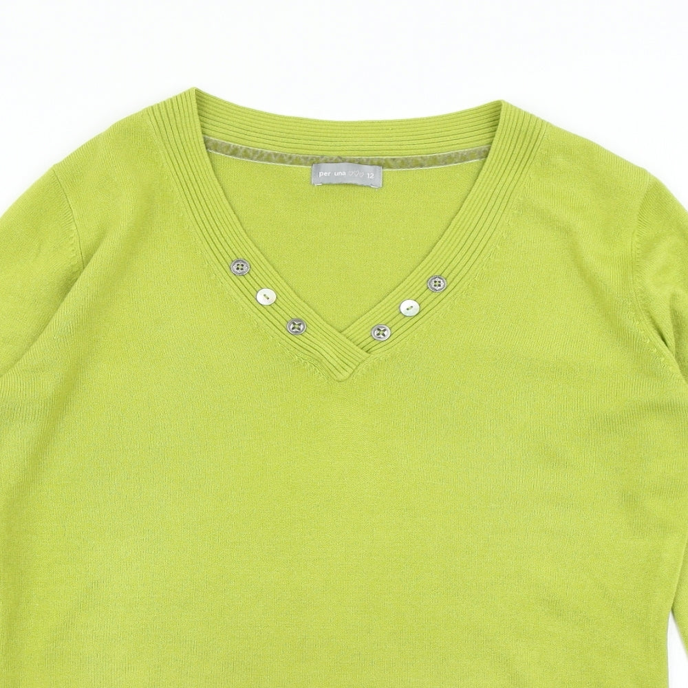 Womens UK Size 12 Per Una Green Pullover Jumper