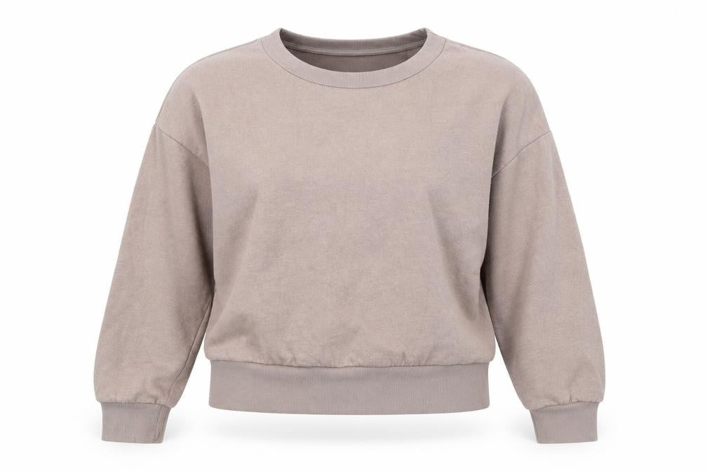 Front view of H&M women’s brown pullover sweatshirt, size S, - cut out back