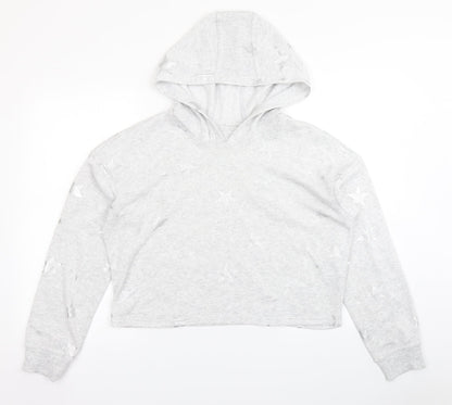 90 Degree Womens Grey   Pullover Hoodie Size L  - Cropped
