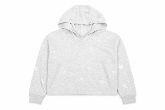 Front view of 90 Degree women’s grey pullover hoodie, size L, - cropped