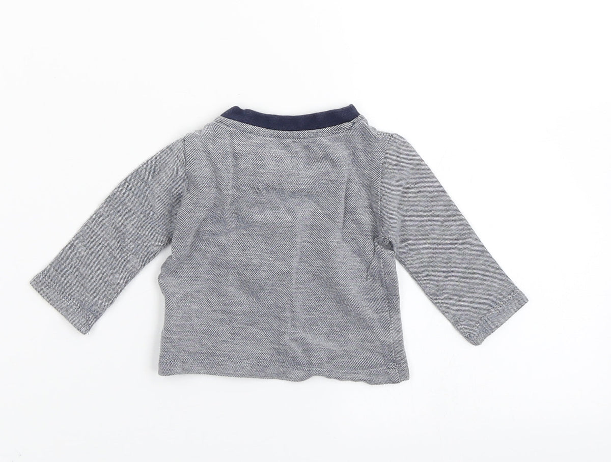 Back view of Early Days boys’ blue striped basic t-shirt, size 0-3, months