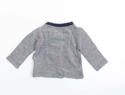 Back view of Early Days boys’ blue striped basic t-shirt, size 0-3, months