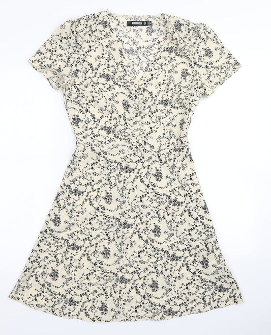Missguided Womens Ivory Floral  Fit & Flare  Size 4