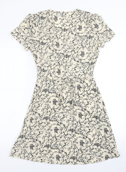 Missguided Womens Ivory Floral  Fit & Flare  Size 4