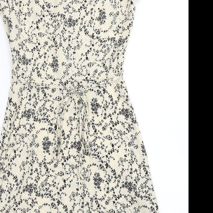 Missguided Womens Ivory Floral  Fit & Flare  Size 4