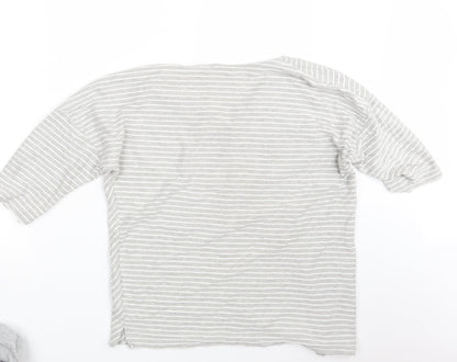 Back view of Nutmeg women’s grey striped pullover sweatshirt, size UK 18
