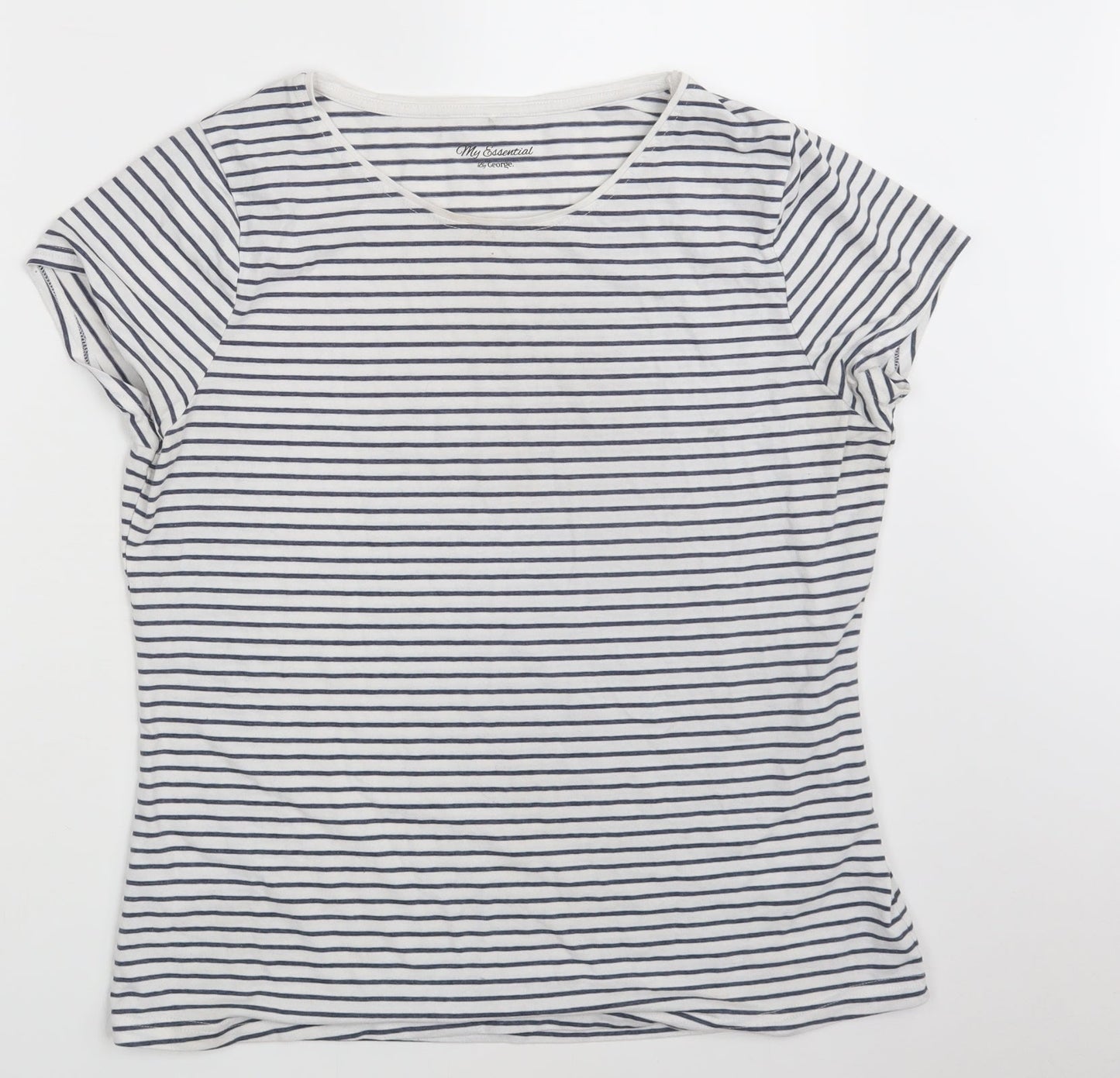 George Womens White Striped  Basic T-Shirt Size 18