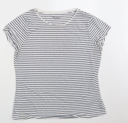 George Womens White Striped  Basic T-Shirt Size 18