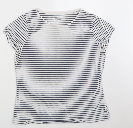 George Womens White Striped  Basic T-Shirt Size 18