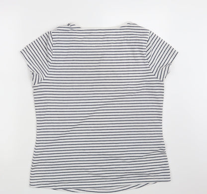 George Womens White Striped  Basic T-Shirt Size 18