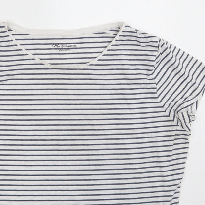 George Womens White Striped  Basic T-Shirt Size 18