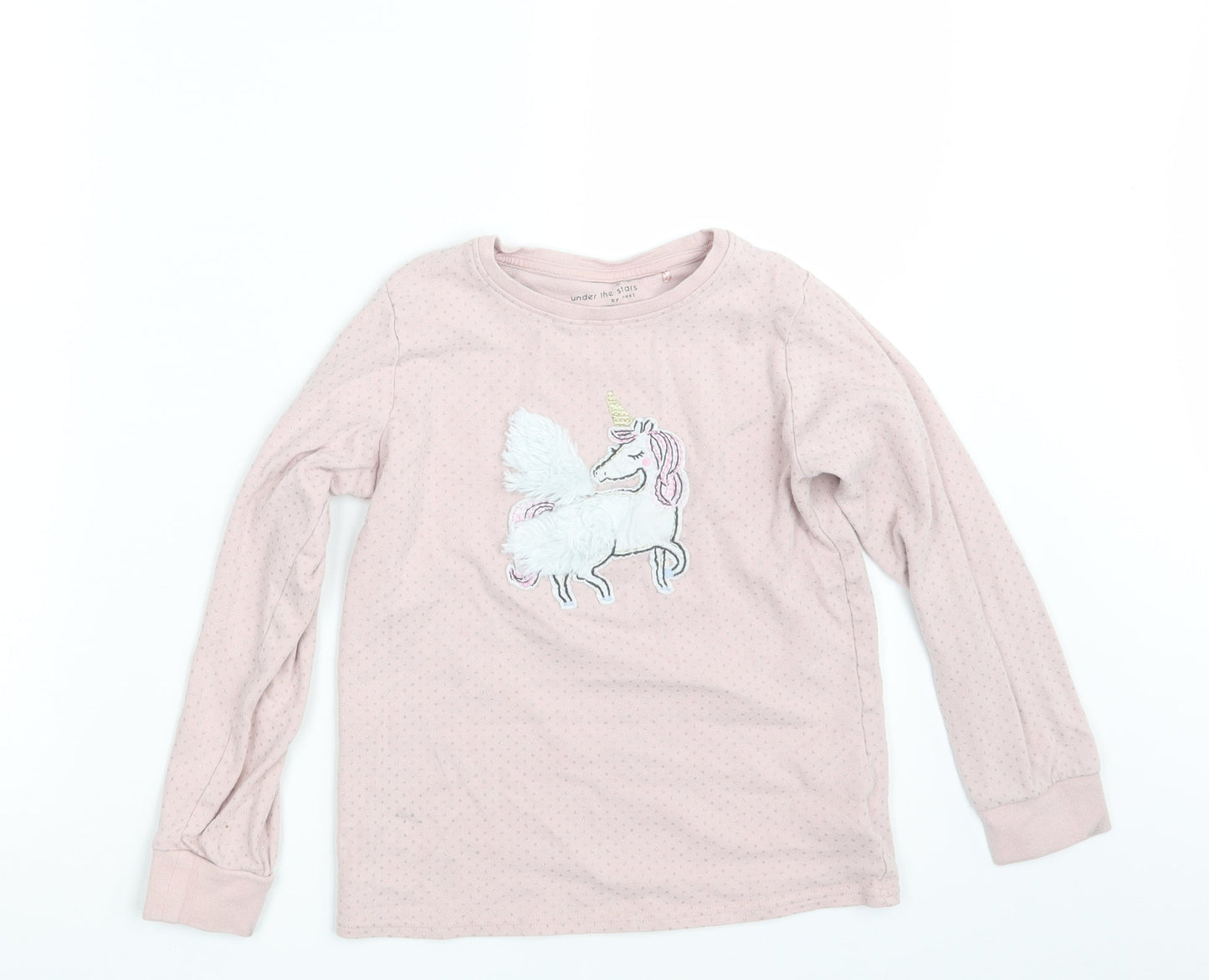 NEXT Girls Pink Polka Dot  Top Pyjama Top Size 10-11 Years  - Unicorn