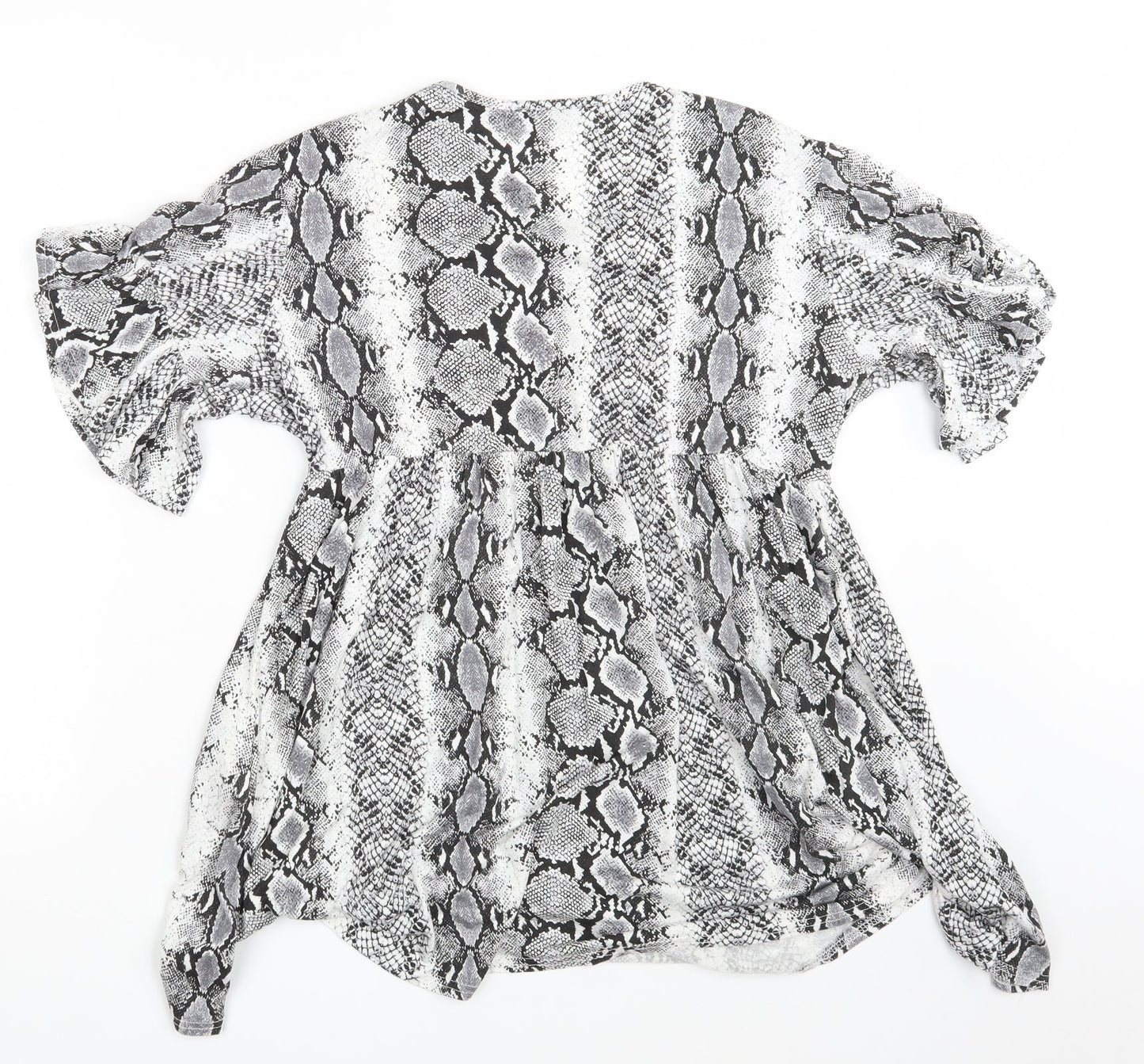 Boohoo Womens White Animal Print  Basic Blouse Size 12