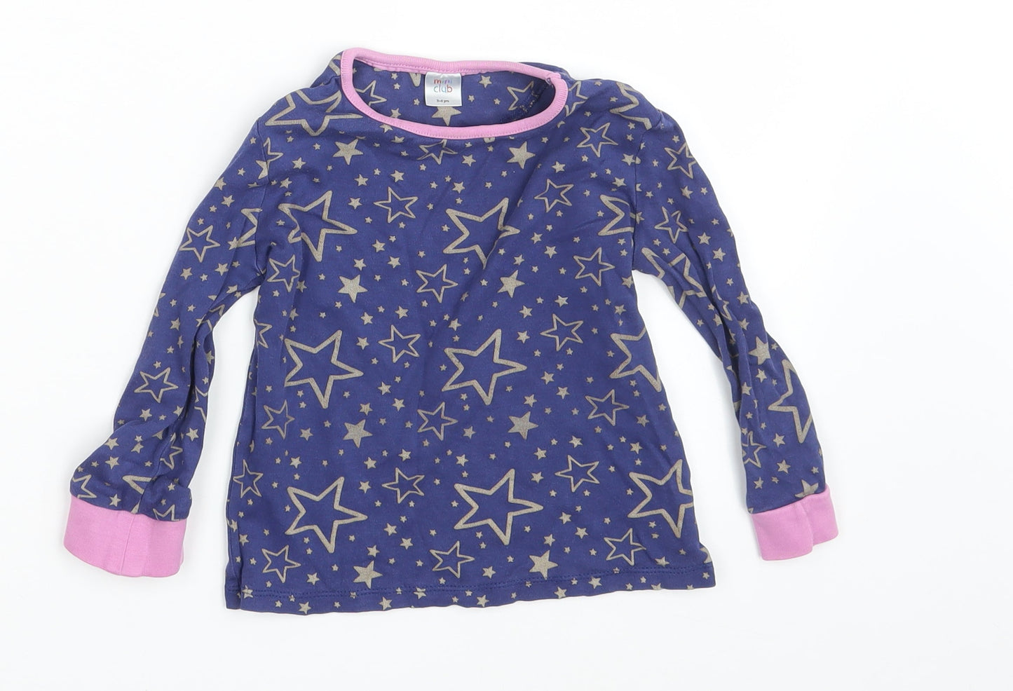 Mini Club Girls Blue Fair Isle  Top Pyjama Top Size 3-4 Years
