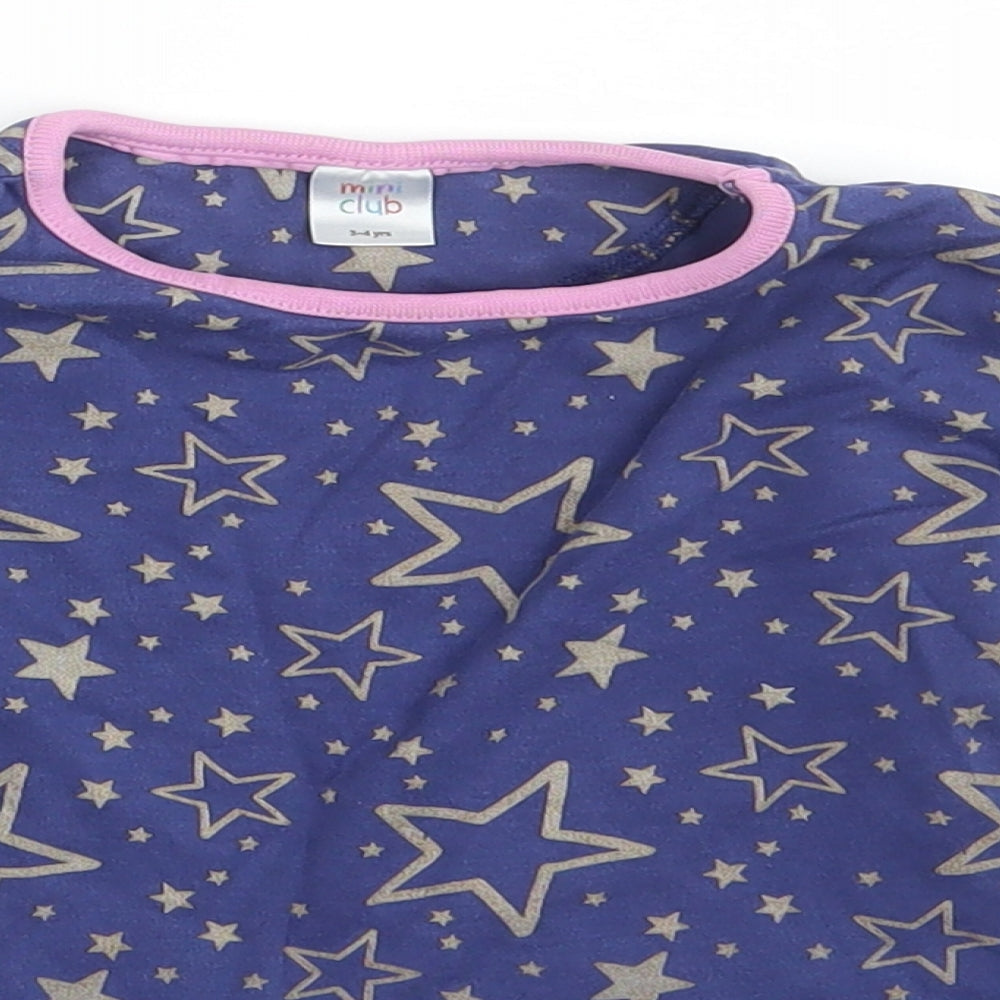 Mini Club Girls Blue Fair Isle  Top Pyjama Top Size 3-4 Years
