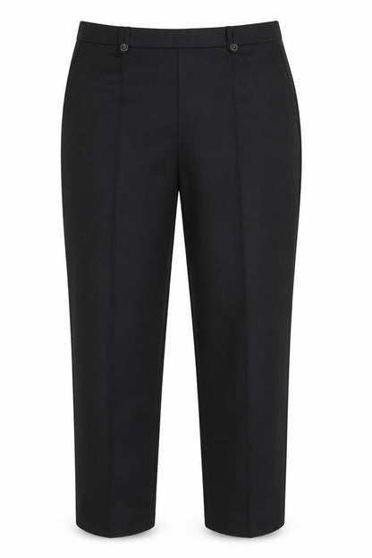 Front view of Bonmarché women’s black dress pants trousers, size UK 18, 25-inch leg