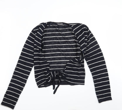 Primark Womens Black Striped  Wrap Jumper Size 10