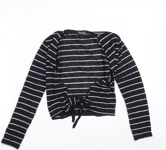 Primark Womens Black Striped  Wrap Jumper Size 10