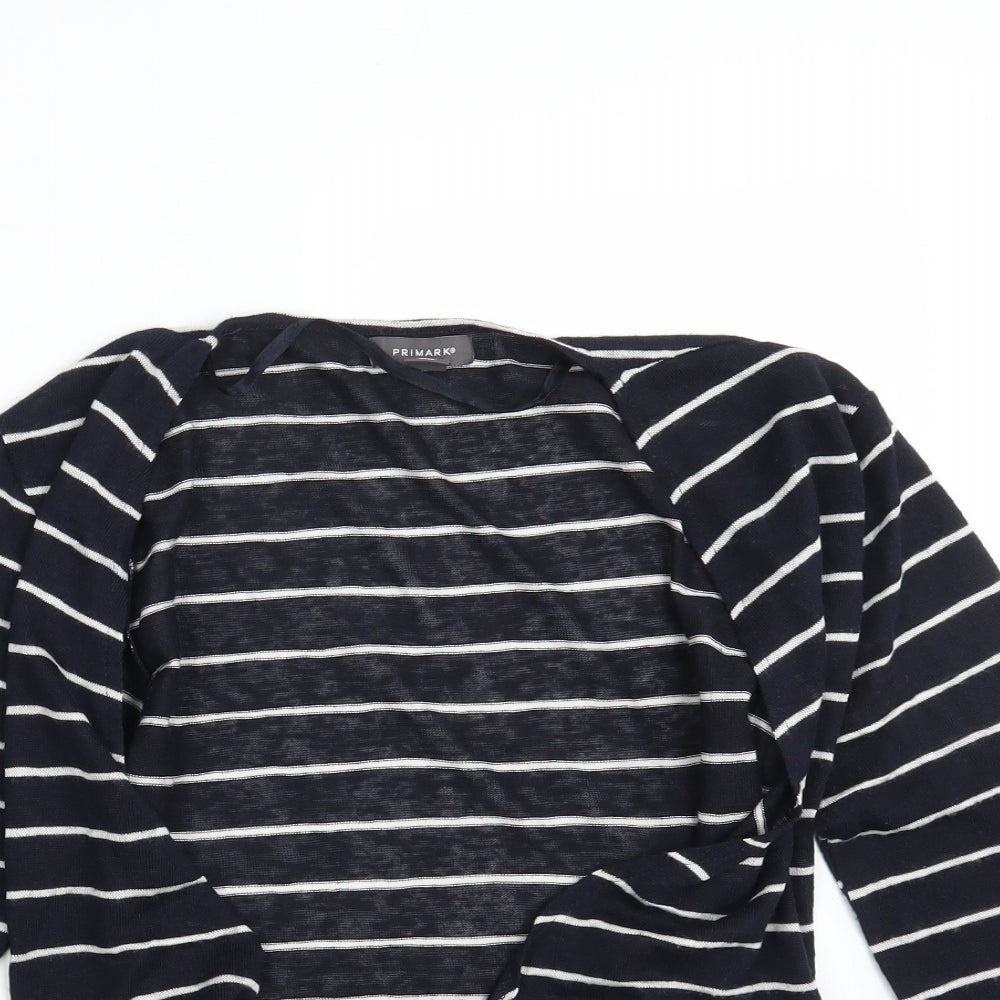 Primark Womens Black Striped  Wrap Jumper Size 10