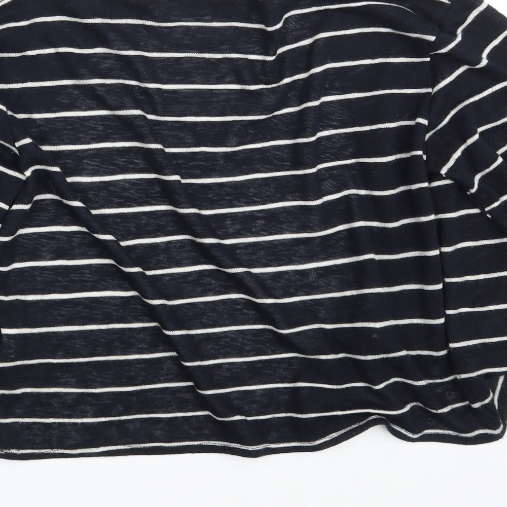 Primark Womens Black Striped  Wrap Jumper Size 10