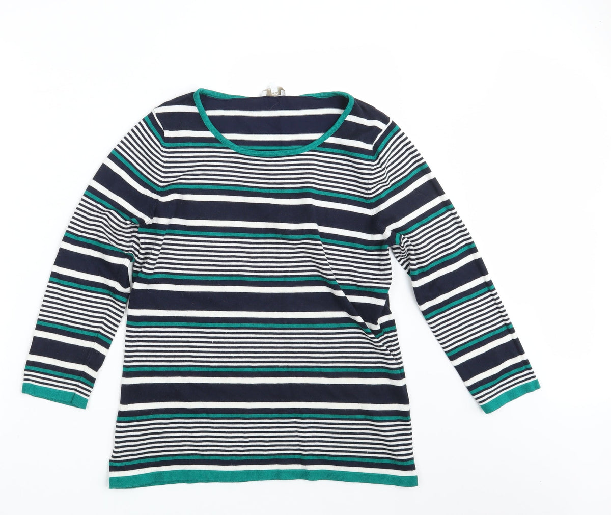 Additional front view of Country Casuals women’s multicoloured striped pullover sweatshirt, size M