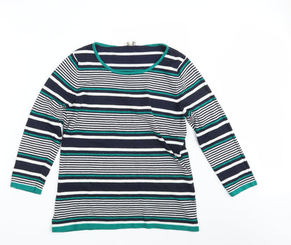 Additional front view of Country Casuals women’s multicoloured striped pullover sweatshirt, size M