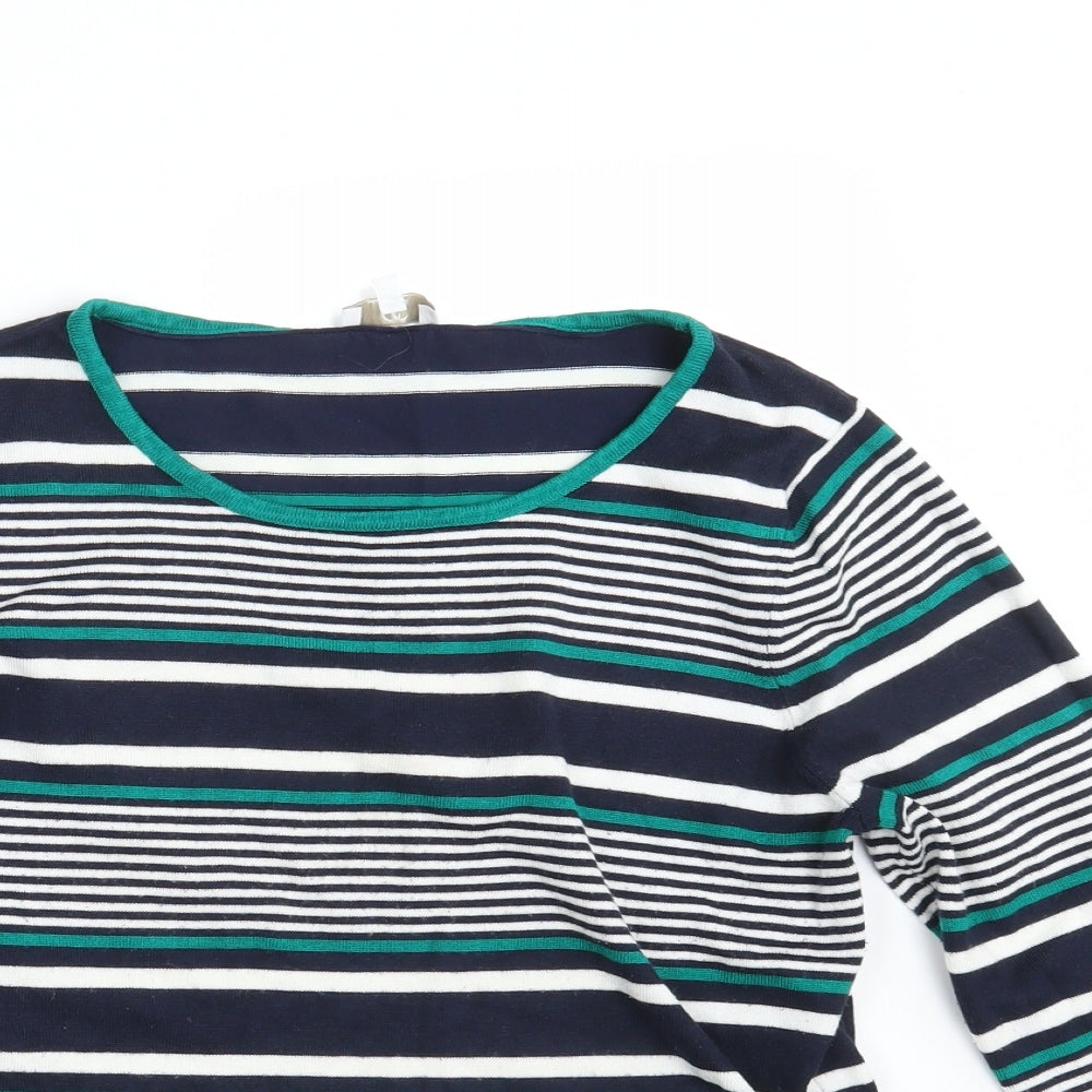 Close-up detail of Country Casuals women’s multicoloured striped pullover sweatshirt, size M