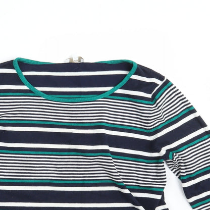 Close-up detail of Country Casuals women’s multicoloured striped pullover sweatshirt, size M