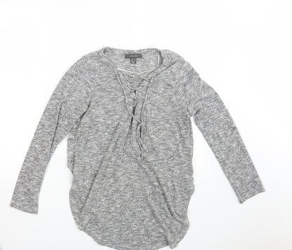 Additional front view of Primark women’s grey knit pullover sweatshirt, size UK 14