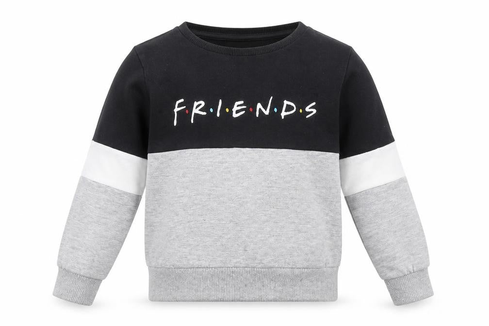 Front view of FRIENDS boys’ grey jumper, size 7, years