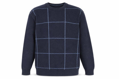 Front view of Walsey men’s blue jumper, size L