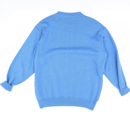 Back view of Heathways men’s blue jumper, size M