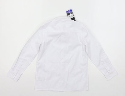 Back view of Next girls’ white basic button-up, size 5, years