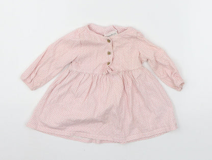 NEXT Girls Pink Polka Dot Jersey Skater Dress  Size 3-6 Months
