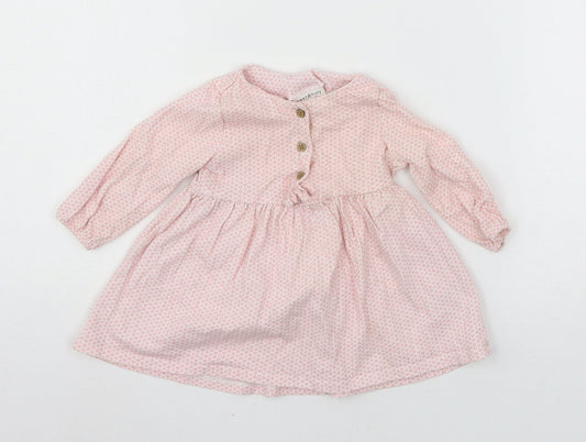 NEXT Girls Pink Polka Dot Jersey Skater Dress  Size 3-6 Months