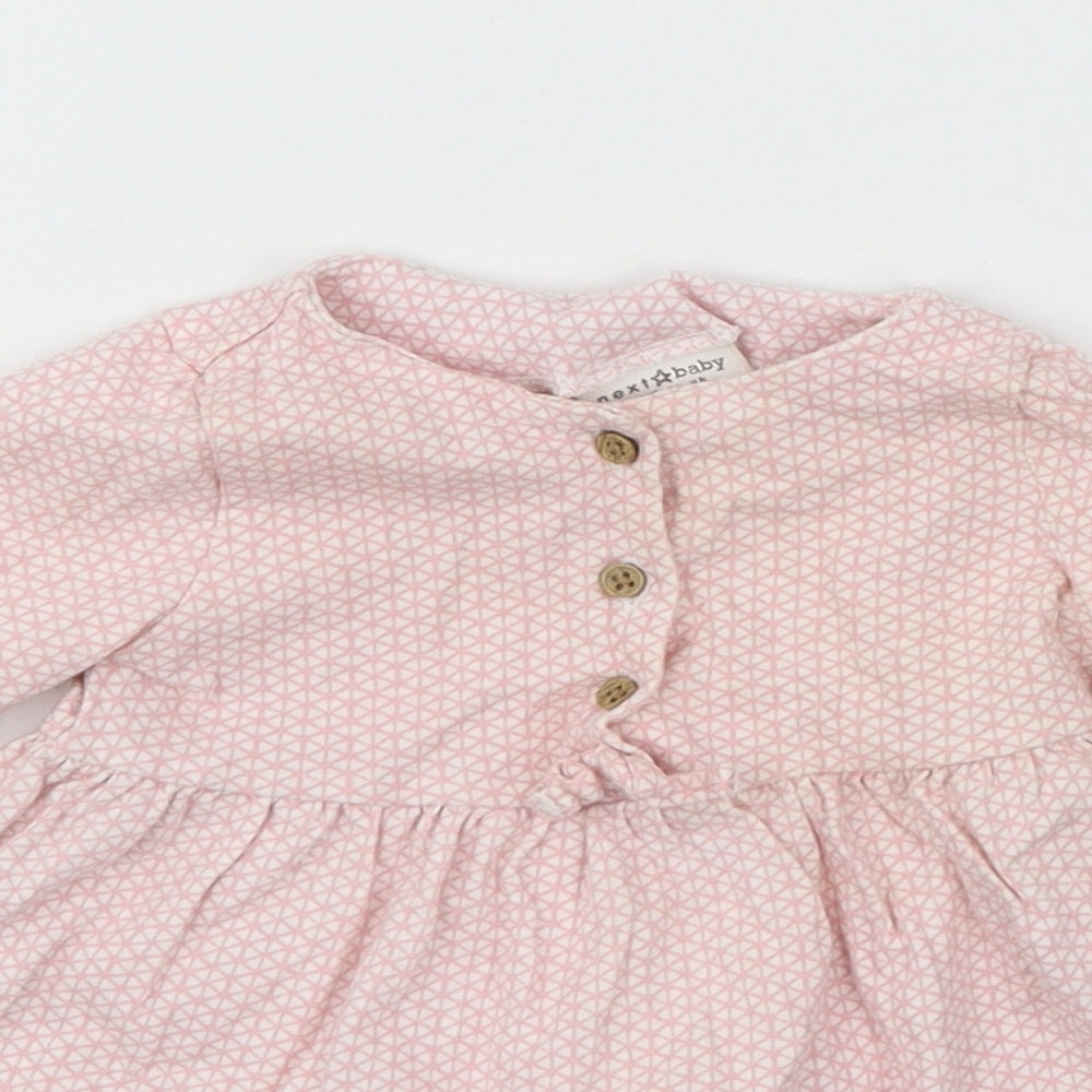NEXT Girls Pink Polka Dot Jersey Skater Dress  Size 3-6 Months