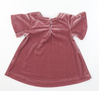 NEXT Girls Pink  Velour T-Shirt Dress  Size 3-6 Months