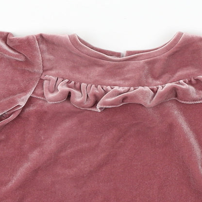NEXT Girls Pink  Velour T-Shirt Dress  Size 3-6 Months