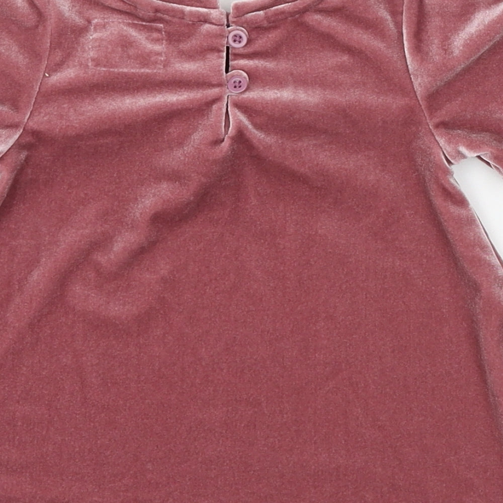 NEXT Girls Pink  Velour T-Shirt Dress  Size 3-6 Months