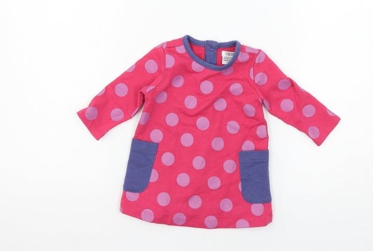 mamas & papas Girls Pink Polka Dot Jersey Basic T-Shirt Size 3-4 Years