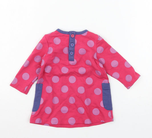 mamas & papas Girls Pink Polka Dot Jersey Basic T-Shirt Size 3-4 Years